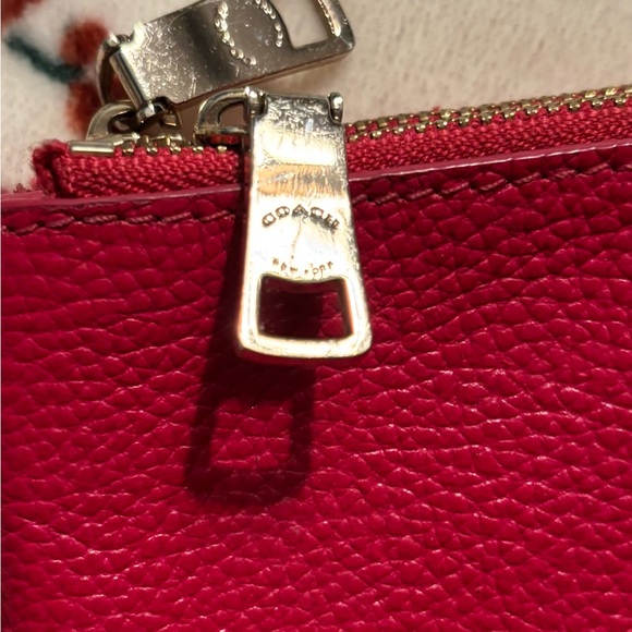 Coach Pebbled Leather Wristlet in Bright Pink with Gold Hardware - Picture 3 of 5